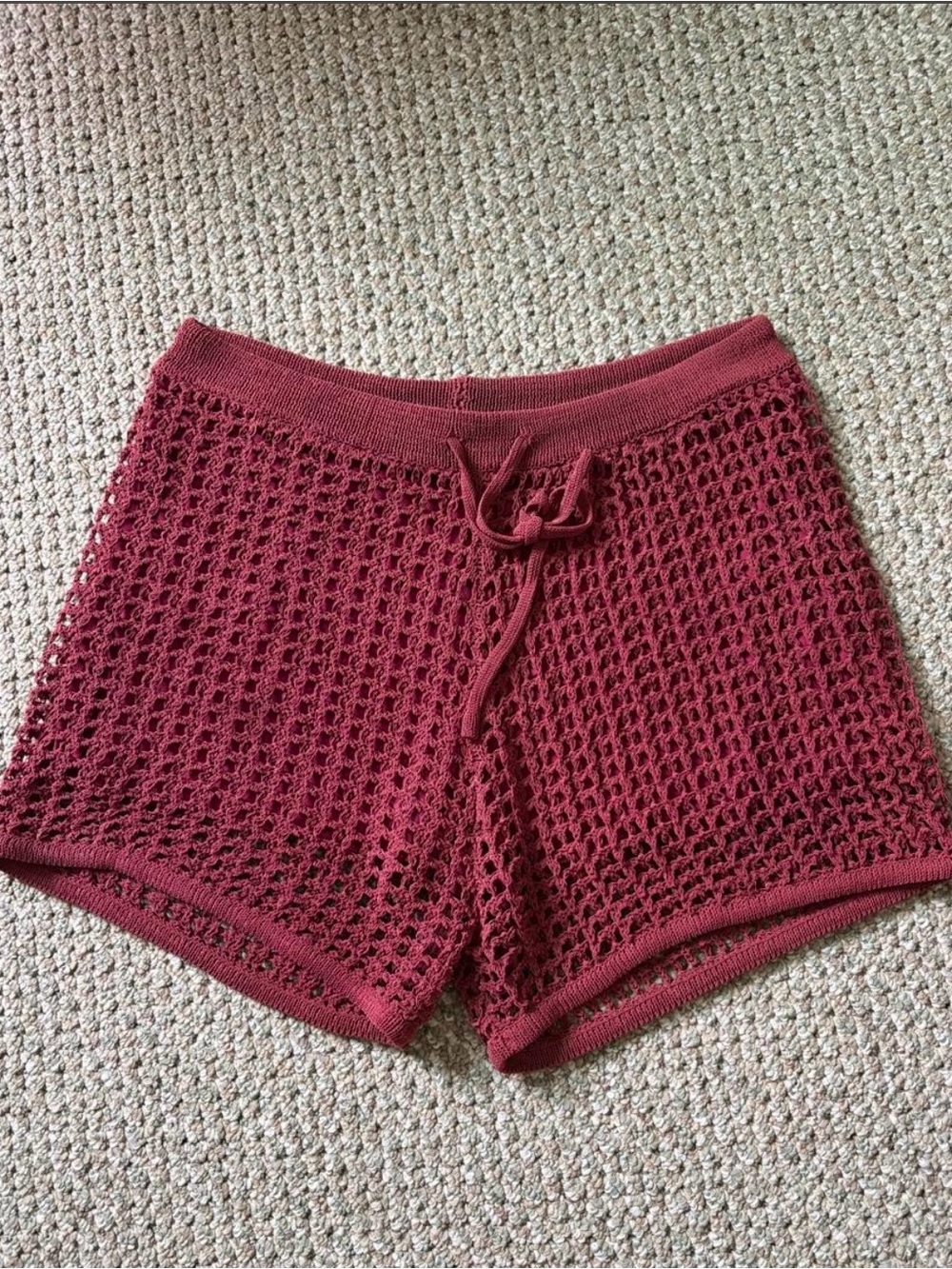 Zara burgundy Crochet Shorts - size large